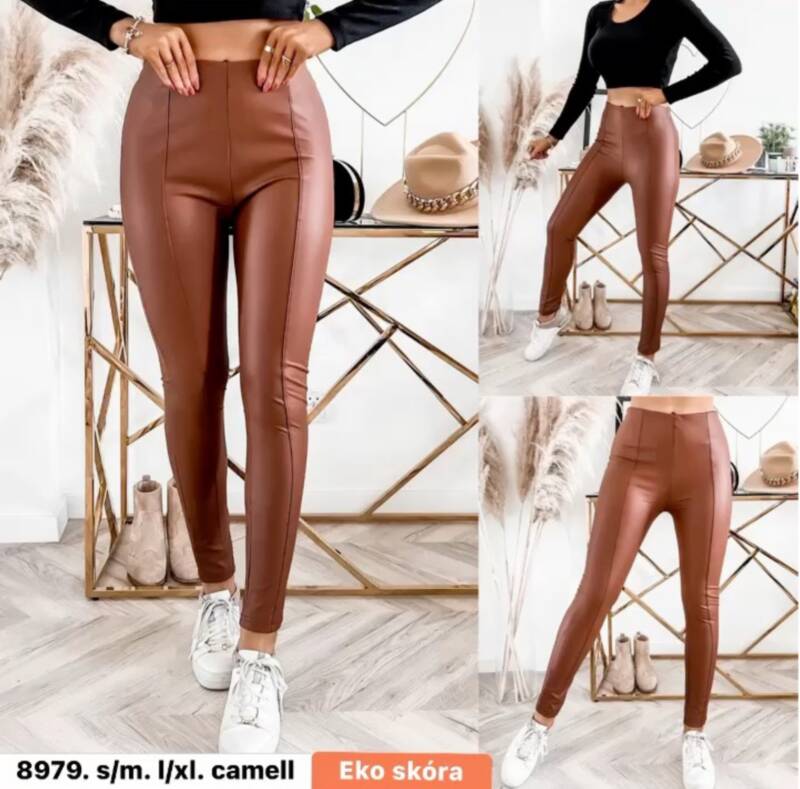 Spodnie skórzane damskie Roz S-XL, 1 kolor Paczka 12 szt